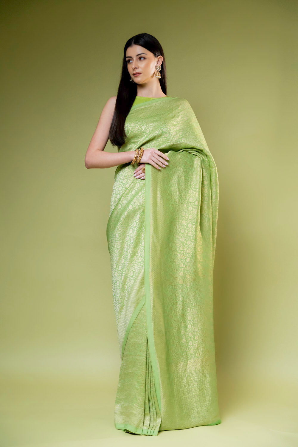 Pista Khaddi Georgette Saree